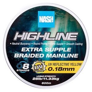 Nash splietaná šnúra highline extra supple braid uv yellow 600 m - 0,18 mm 11,33 kg