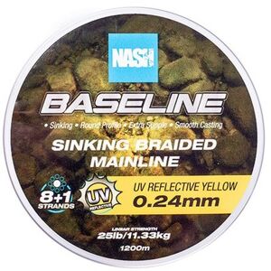 Nash splietaná šnúra baseline sinking braid uv yellow 600 m - 0,24 mm 11,33 kg