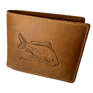 Kožená rybárska peňaženka kapor - hnedá.