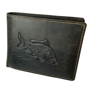 Kožená rybárska peňaženka kapor - tmavo hnedá
