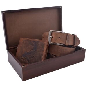 Mercucio darčekový set hnedá pánska peňaženka a pánsky opasok