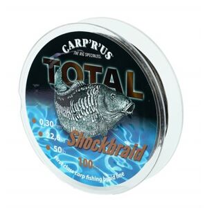 Carp ´r´ us splietaná šnúra total shock braid 100 m hnedá-priemer 0,41 mm / nosnosť 22,68 kg