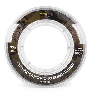Avid carp šokový vlasec outline camo mono snag leader 100 m - 0,60 mm 25 kg