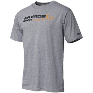 Savage gear trčko signature logo t shirt grey melange - xl